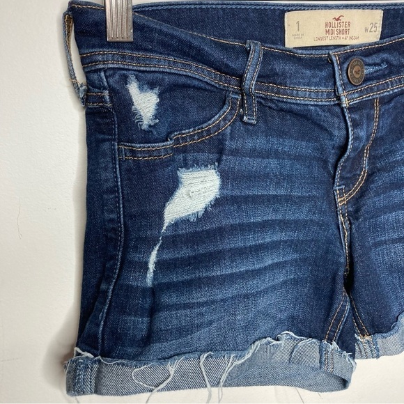 Hollister midi shorts distressed jean shorts size 25 - Picture 2 of 5
